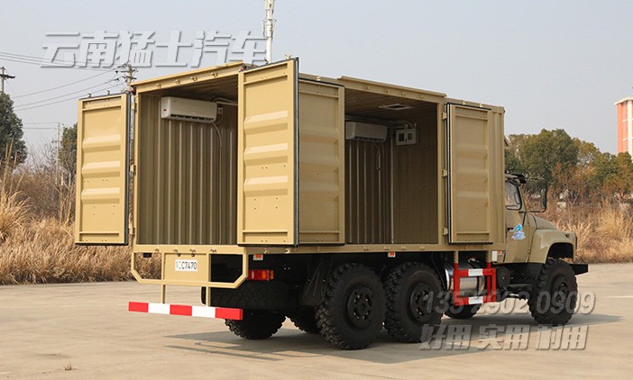 EQ2100越野廂卡,東風(fēng)6*6廂式車,六驅(qū)尖頭卡車,多用途越野專用車,戶外移動(dòng)辦公車,移動(dòng)方艙車,野外露營(yíng)車,瓦楞板廂式車